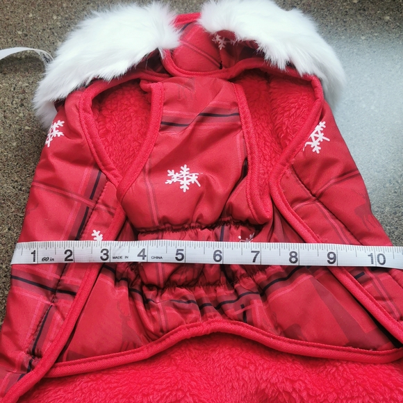 XL dog coat Red White Black Deer Fleece nylon New no tags snowflake fake fur - Picture 10 of 12